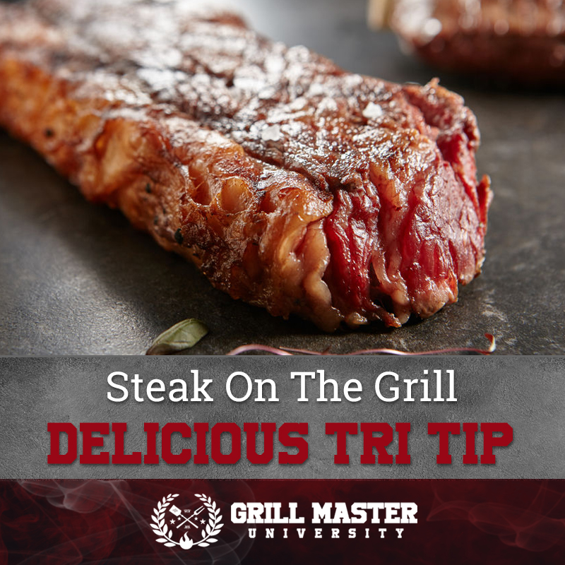 Delicious tri tip steak on the grill