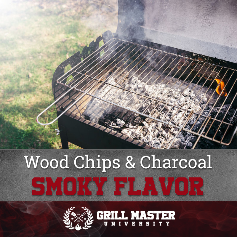 Wood chips and charcoal